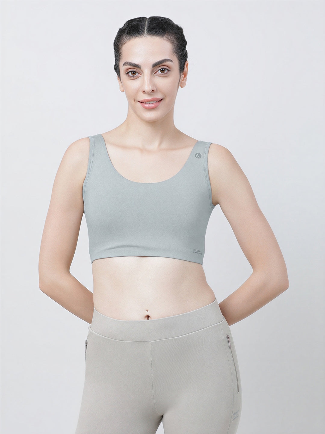 Lovable Ash Grey Removable Pads Non Wired Full Coverage Sports Bra - SEA SIDE-AG