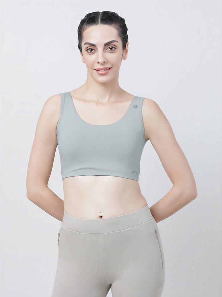 Lovable Ash Grey Removable Pads Non Wired Full Coverage Sports Bra - SEA SIDE-AG