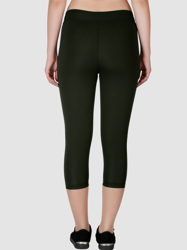 Women Olive Green Solid Skinny Fit Capri - SL Capri-OL
