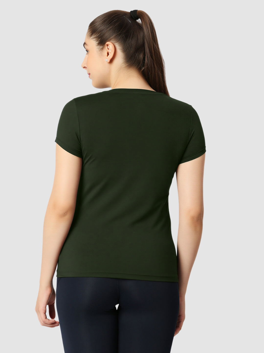 Women Olive Solid Sports T-Shirt - FLY TECH TEE-OL