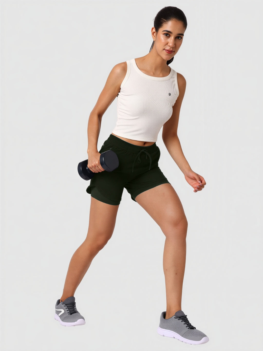 Women Olive Green Solid Slim Fit Shorts - SPLENDOR SHORTS-OL