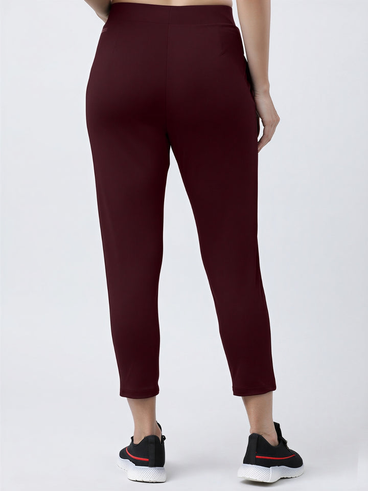Women Wine Solid Slim Fit Track Pant - THE EDGE PANT-WN