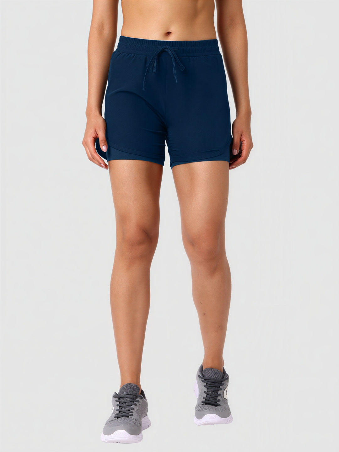 Women Blue Solid Slim Fit Shorts - DRYSPLENDOR SHORTS-AB