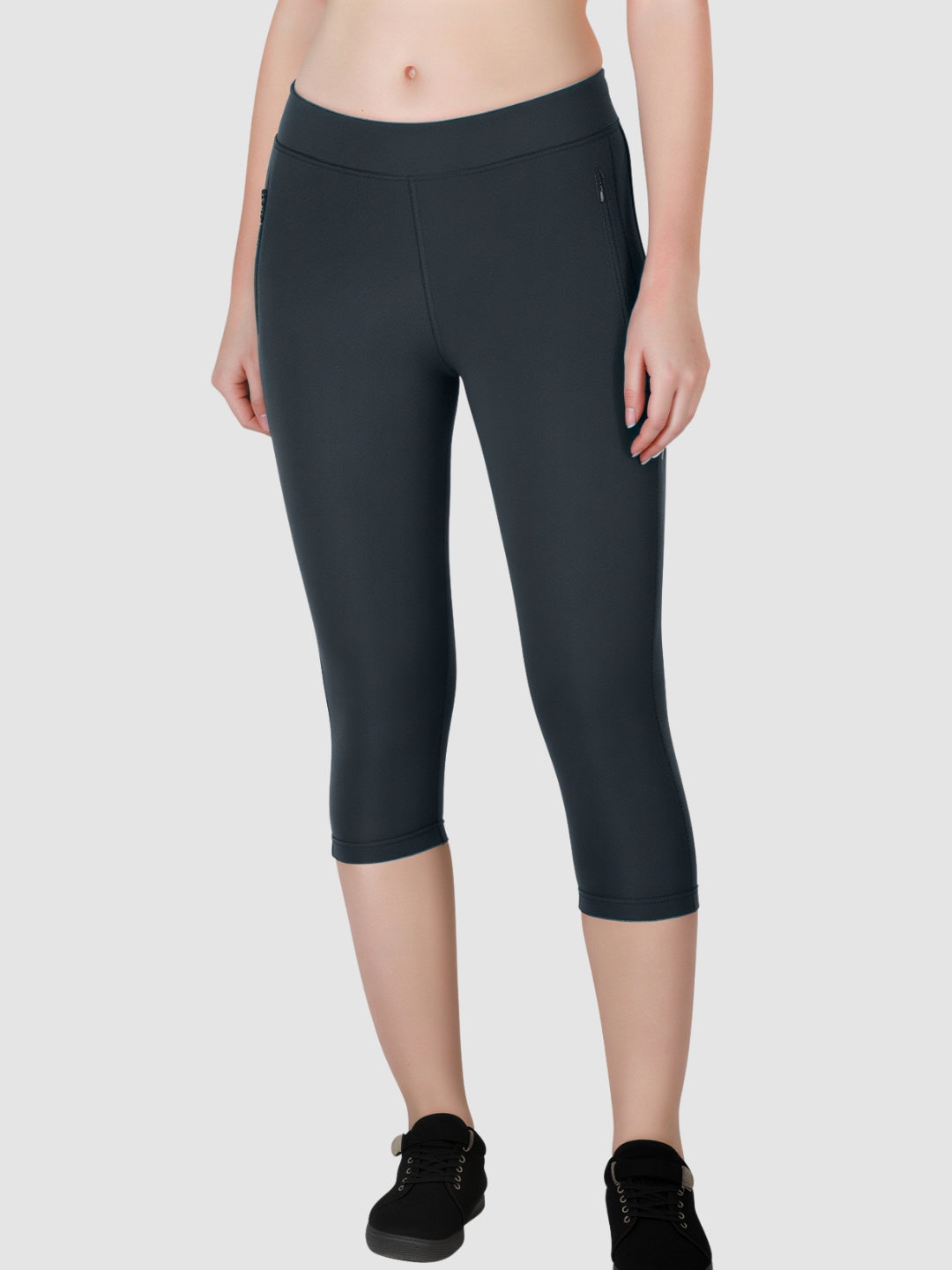 Women Steel Grey Solid Skinny Fit Capri - SL Capri-ST-GR