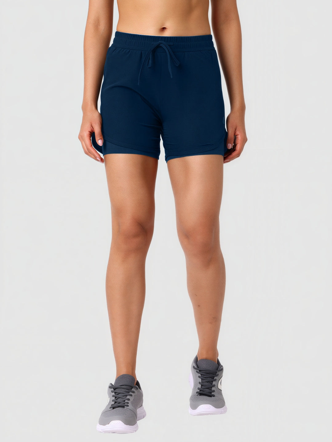 Women Blue Solid Slim Fit Shorts - SPLENDOR SHORTS-AB