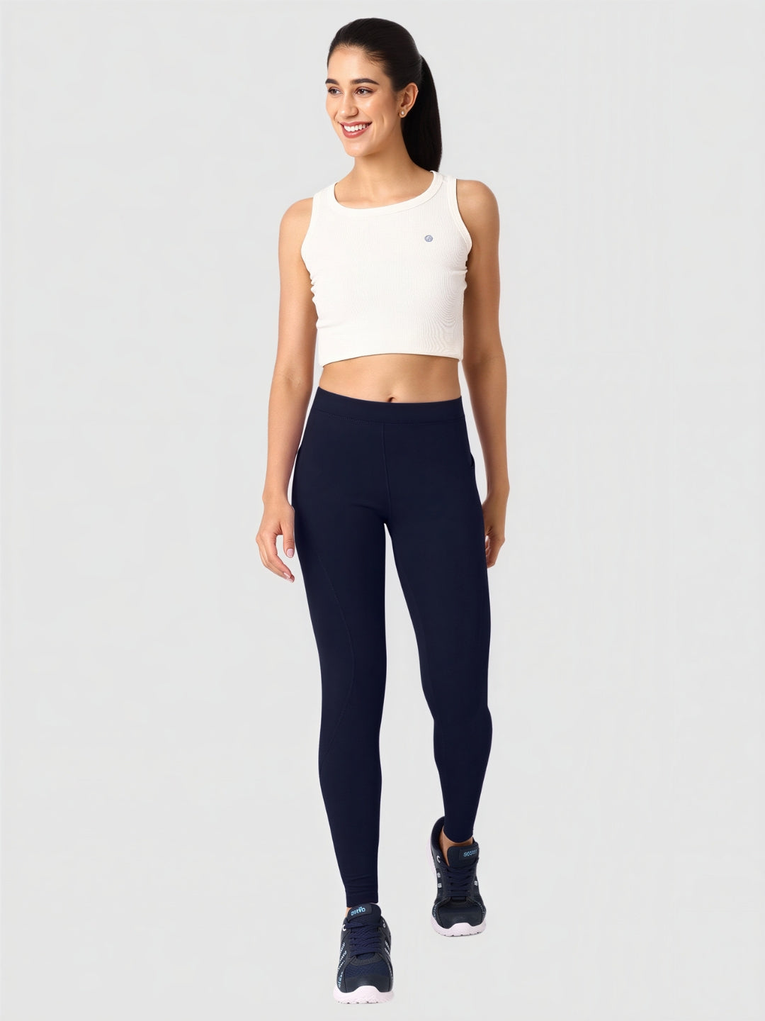 Women Blue Solid Skinny Fit Tights - DRYSPRINTER-NY