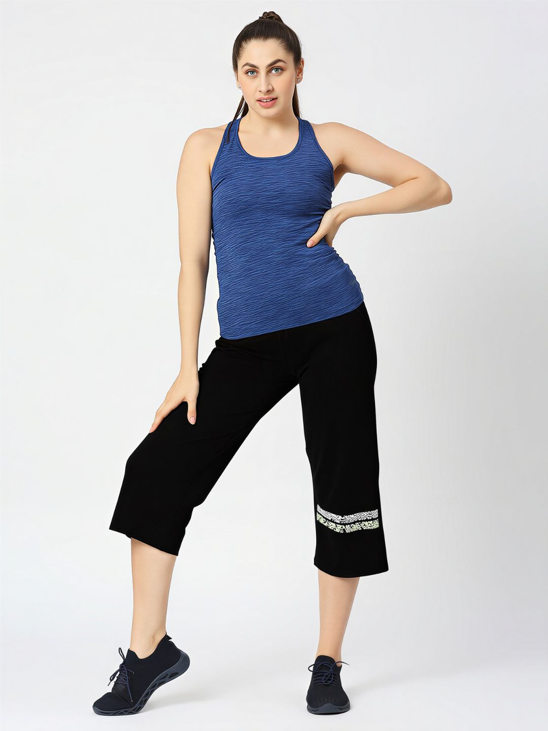 Women Black Solid Mid Rise Yoga Pants-BASE PACE YOGA_BK