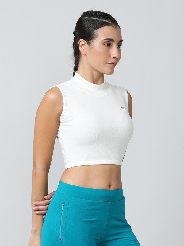 Women Ivory Solid High neck Tops & T-Shirts - Stunner Tank-05 - IV