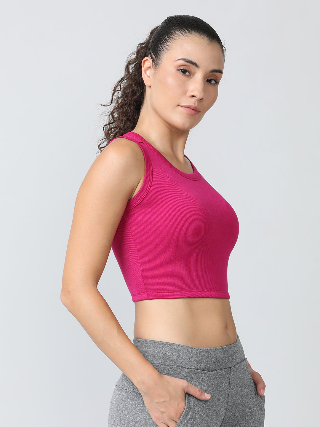 Women Fuchsia Solid Tops & T-Shirts - Stunner Tank -06 - FU