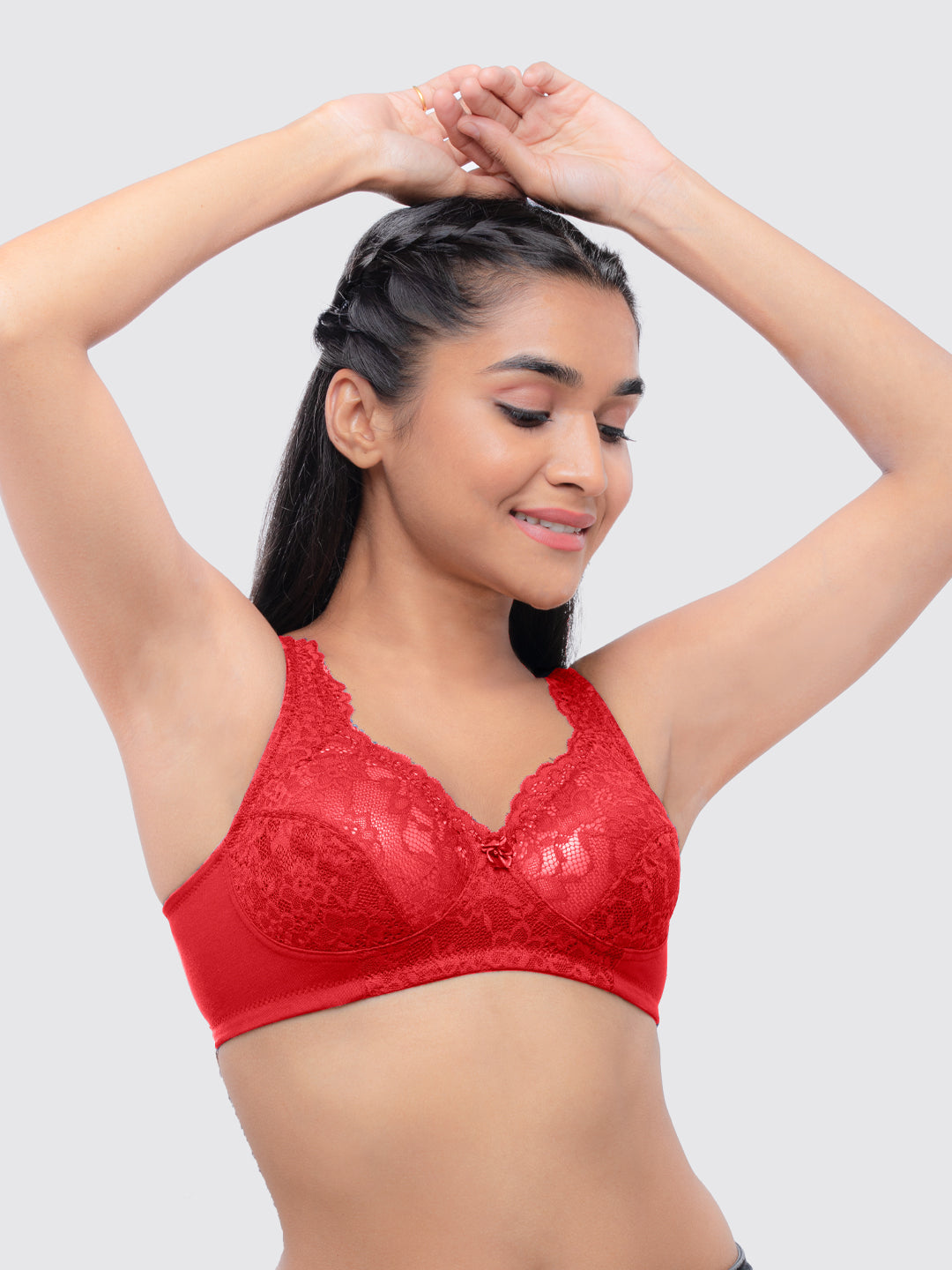 Lovable Women Cream and Red Non Padded Non Wired Full Coverage Bra Pack of 2 - ORIGINAL-Cream/Red