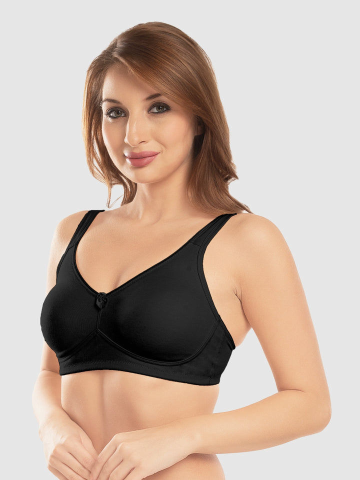 Daisy Dee Black and Skin Non Padded Non-Wired Full Coverage T-Shirt Bra Pack of 2 - NDLGHT-Black/Skin