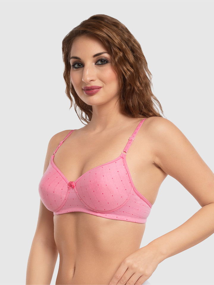Daisy Dee Peach and Pink Padded Non-Wired Full Coverage T-Shirt Bra Pack of 2 - NCHL-PEACH/PINK