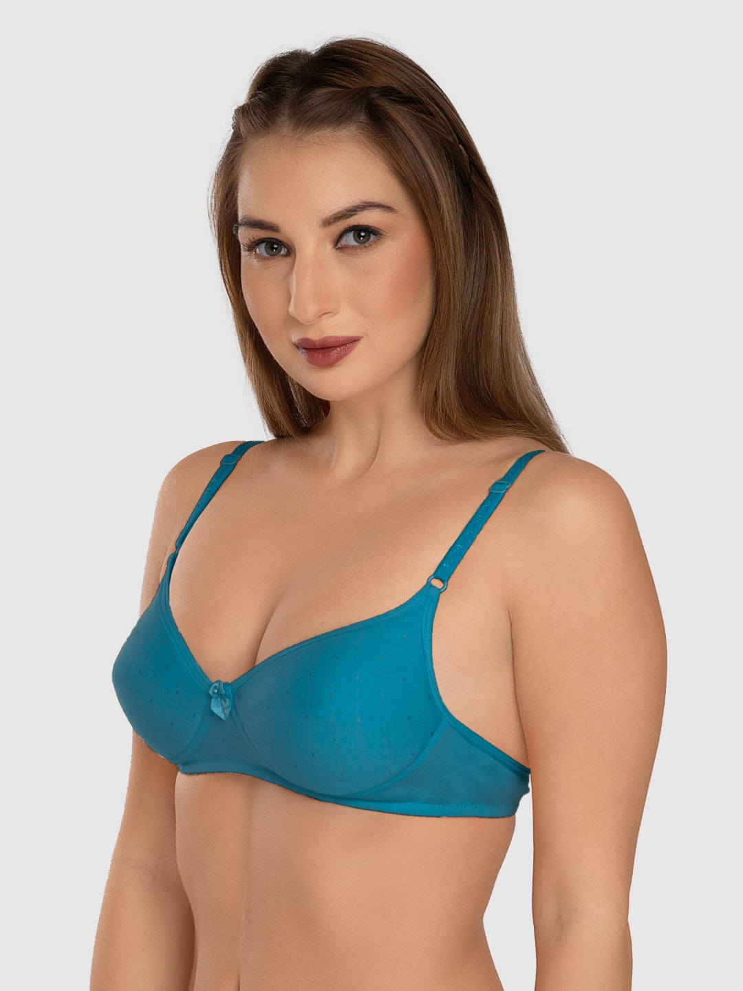 Daisy Dee Teal Blue and Peach Padded Non-Wired Full Coverage T-Shirt Bra Pack of 2 - NCHL-T.BLUE/PEACH
