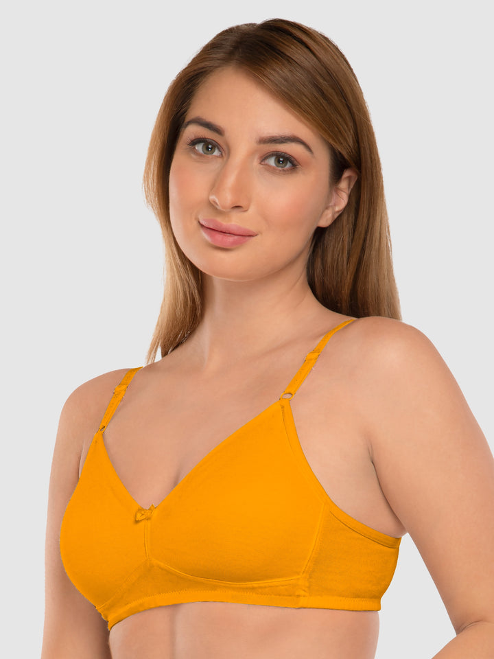 Daisy Dee Yellow and Black Non Padded Non-Wired Full Coverage T-Shirt Bra Pack of 2 - NDSZN-Yellow/Black