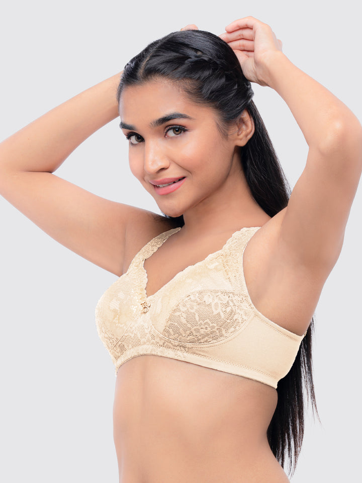 Lovable Women Cream and Red Non Padded Non Wired Full Coverage Bra Pack of 2 - ORIGINAL-Cream/Red