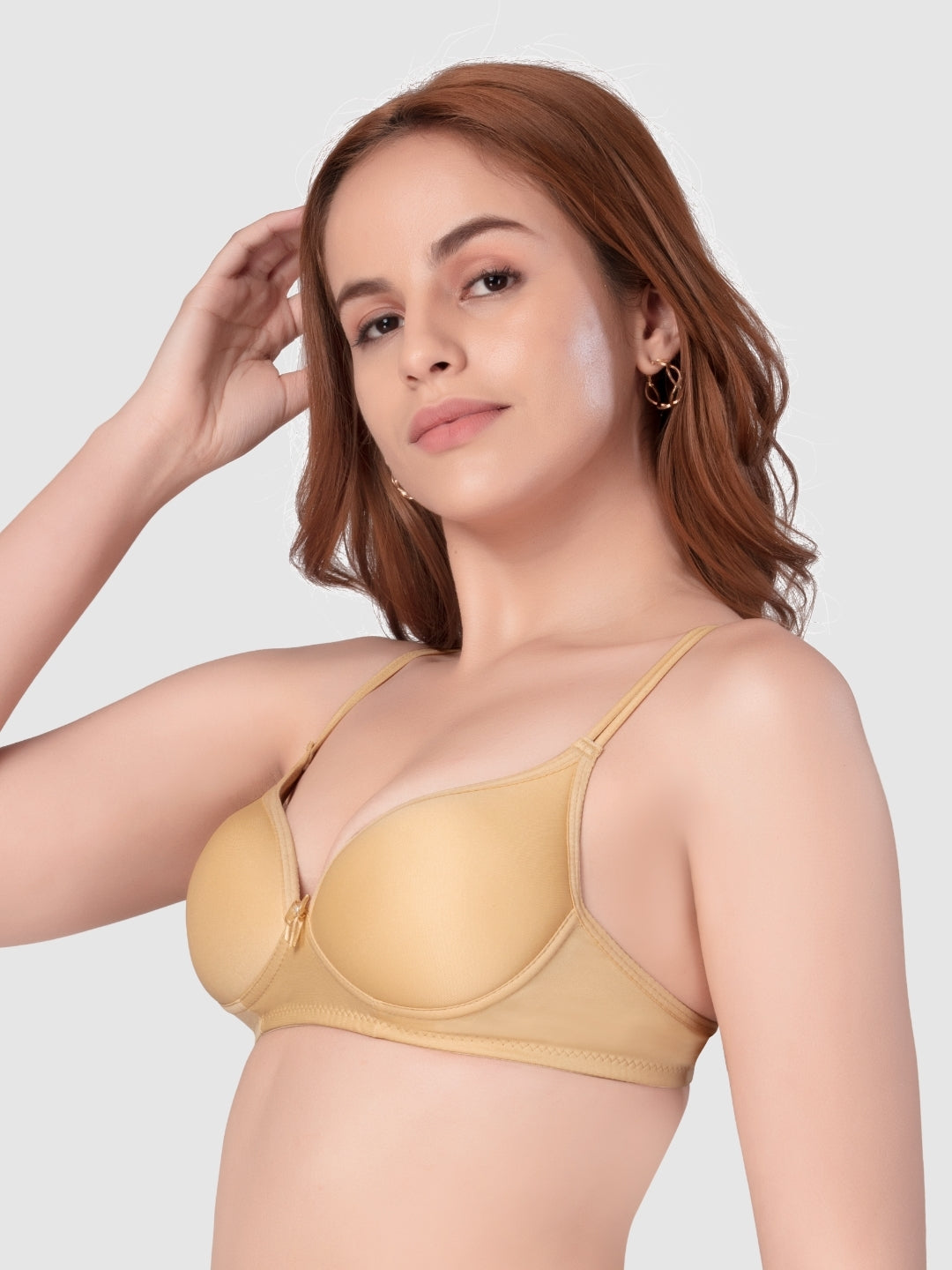 Daisy Dee Maroon and Skin Padded Non-Wired Full Coverage Bra Pack of 2 - NKWI-Maroon/Skin