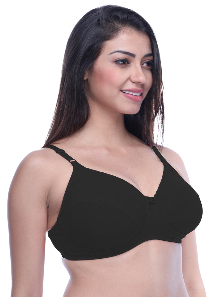 Lovable Non Padded Non Wired Full Coverage Bra - (Pack of 2) COMFYST Prime-Skin/Black