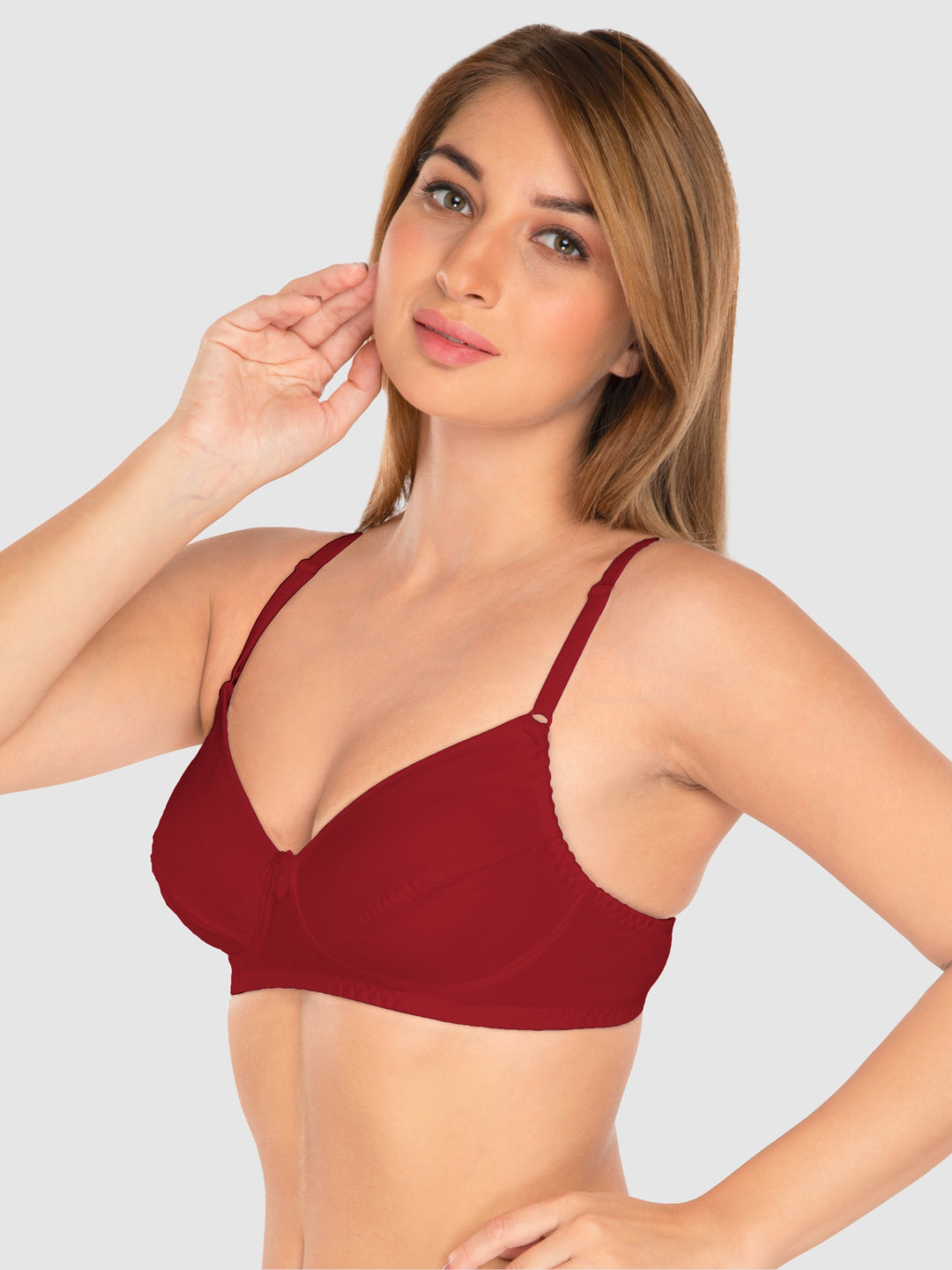 Daisy Dee White and Maroon Non Padded Wirefree Full Coverage T-Shirt Bra Pack of 2 - NCLBR-WHITE/MAROON
