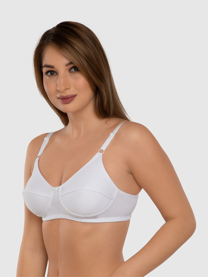 Daisy Dee T.Blue and White Non Padded Non-Wired Full Coverage Bra Pack of 2 - NSHTL-T.BLUE/WHITE