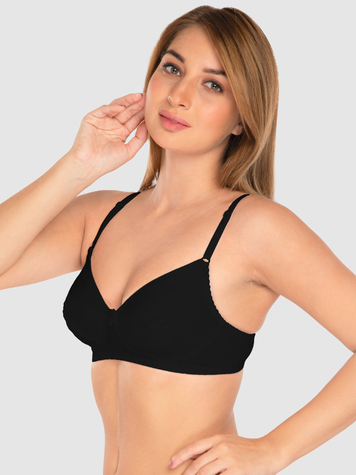 Daisy Dee Black and Skin Non Padded Wirefree Full Coverage T-Shirt Bra Pack of 2 - NCLBR-BLACK/SKIN