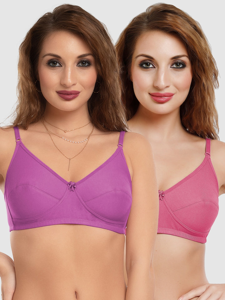 Daisy Dee Onion and Rose Pink Non Padded Non-Wired Full Coverage Bra Pack of 2 - NSARH-O.PINK/R.PINK