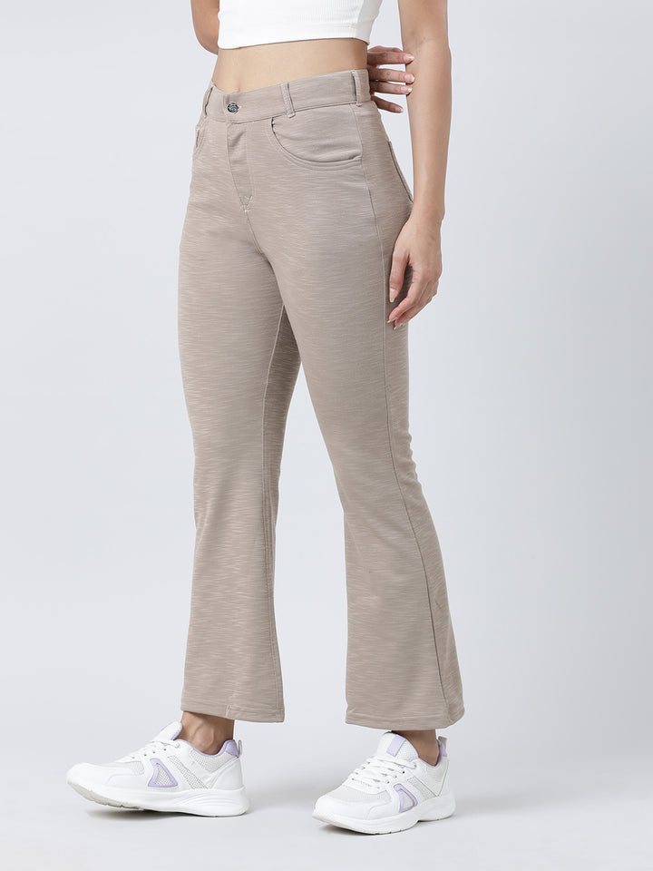 Women Beige Solid Track Pants & Joggers-GRIDLINER PANT_Beige