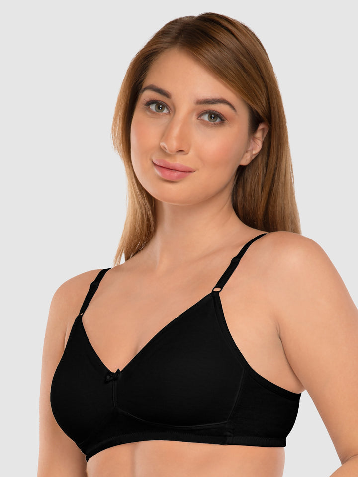 Daisy Dee Black and Skin Non Padded Non-Wired Full Coverage T-Shirt Bra Pack of 2 - NDSZN-Black/Skin