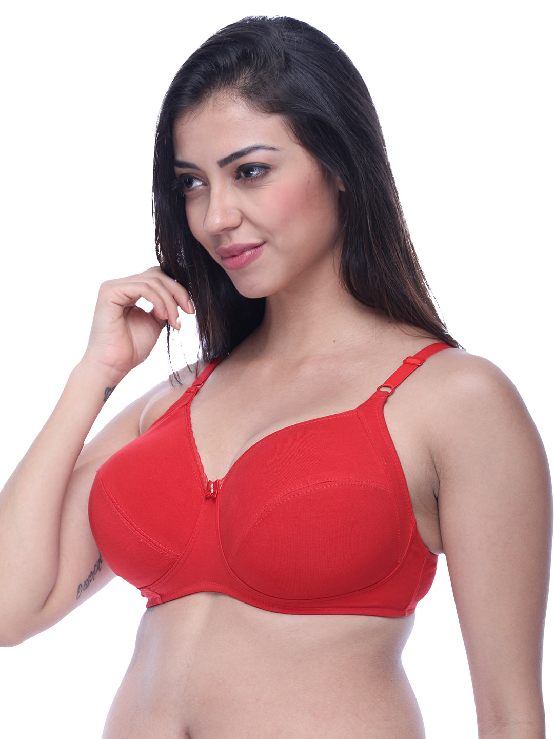 Lovable Non Padded Non Wired Full Coverage Bra - (Pack of 2) COMFYST Prime-Skin/Red