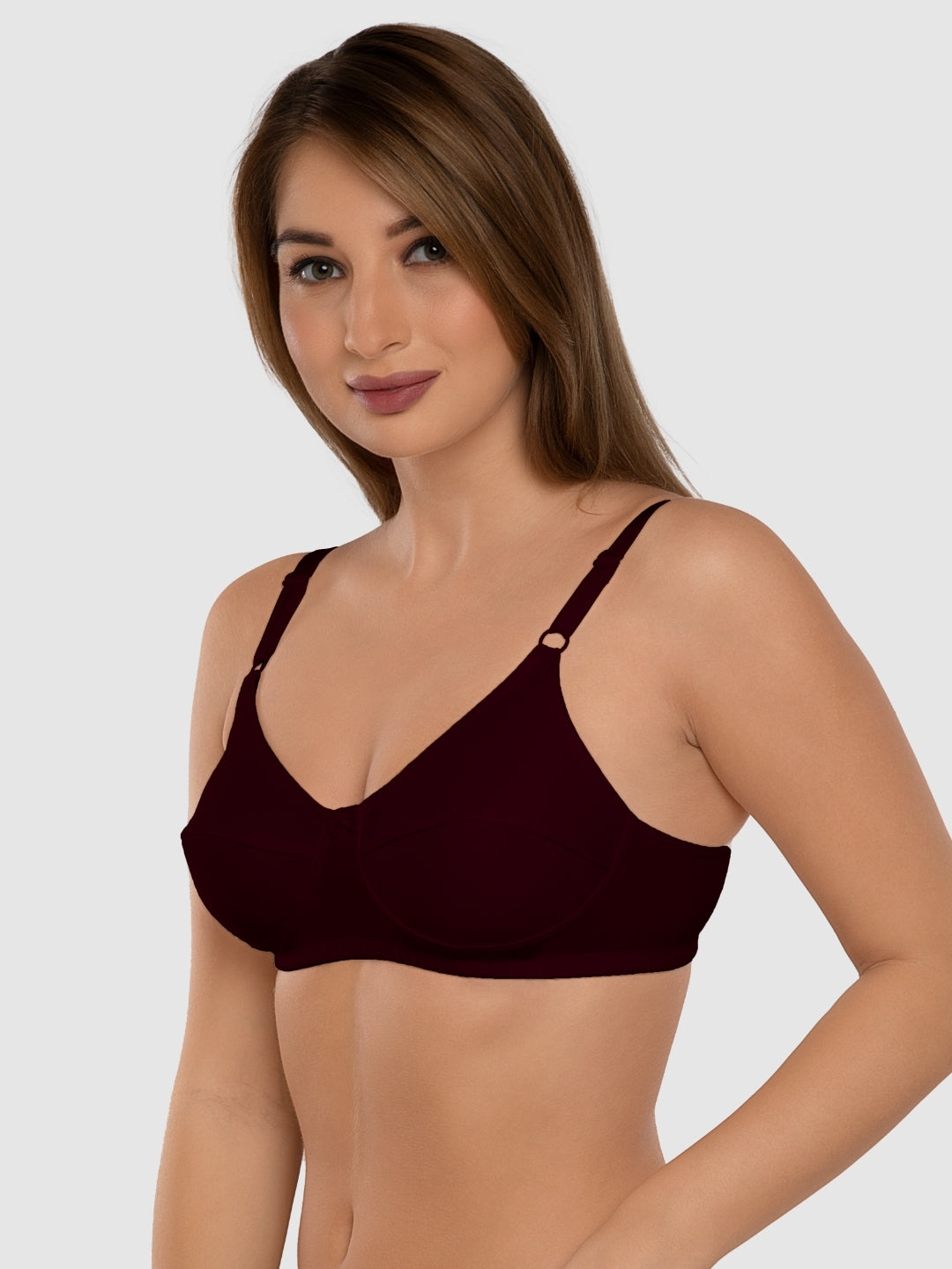 Daisy Dee White and Maroon Non Padded Non-Wired Full Coverage Bra Pack of 2 - NSHTL-WHITE/MAROON