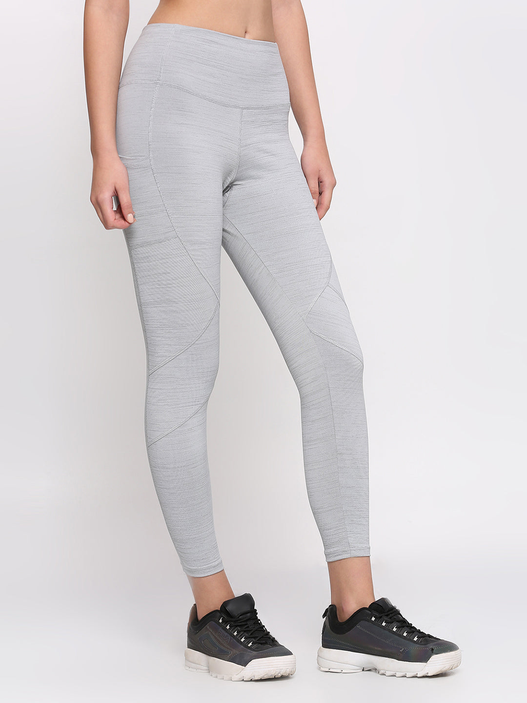 Women Light Grey Self Design Skinny Fit Track Pant STRIDE PANT