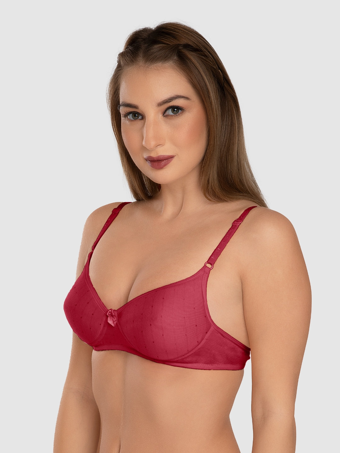 Daisy Dee Crimson Red and Peach Padded Non-Wired Full Coverage T-Shirt Bra Pack of 2 - NCHL-C.RED/PEACH