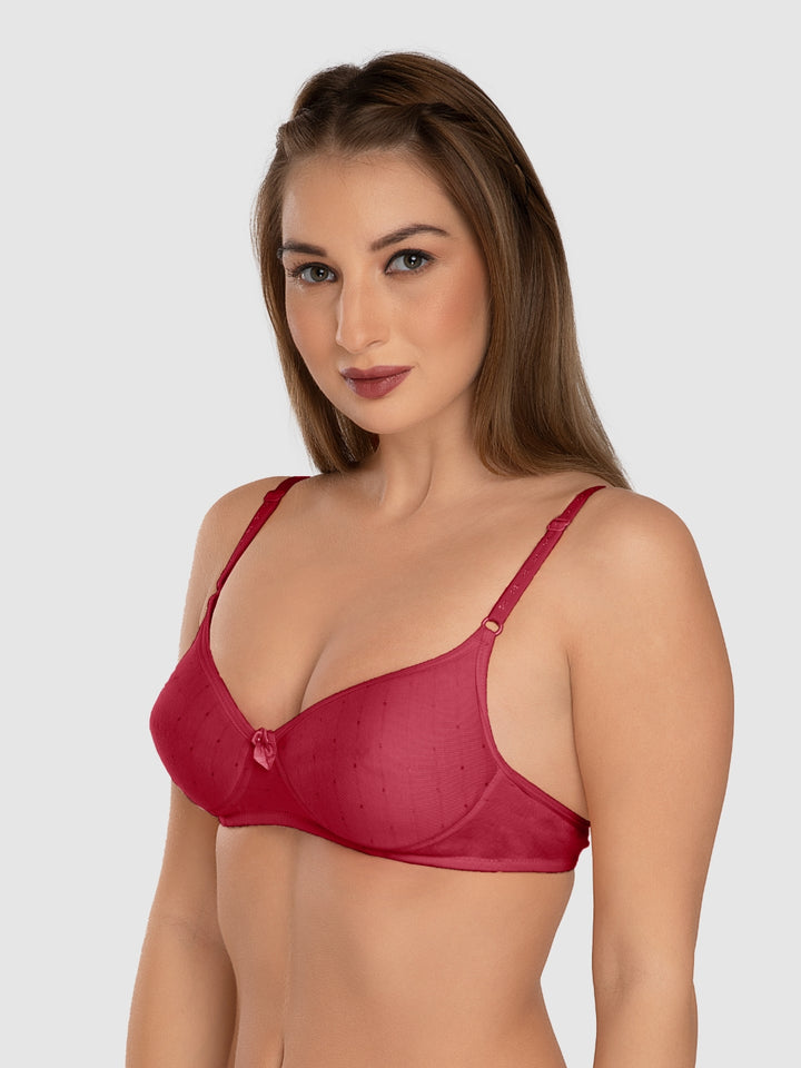 Daisy Dee Crimson Red and Peach Padded Non-Wired Full Coverage T-Shirt Bra Pack of 2 - NCHL-C.RED/PEACH