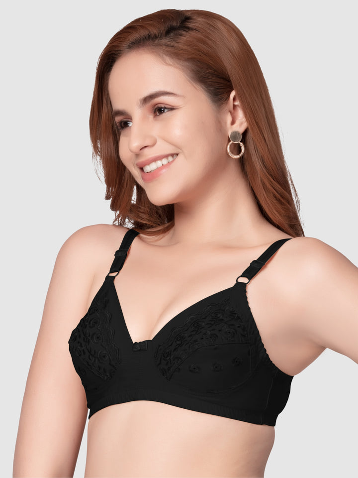 Daisy Dee Black and White Non Padded Non-Wired Full Coverage Bra Pack of 2 - NCHRESMA-Black/White