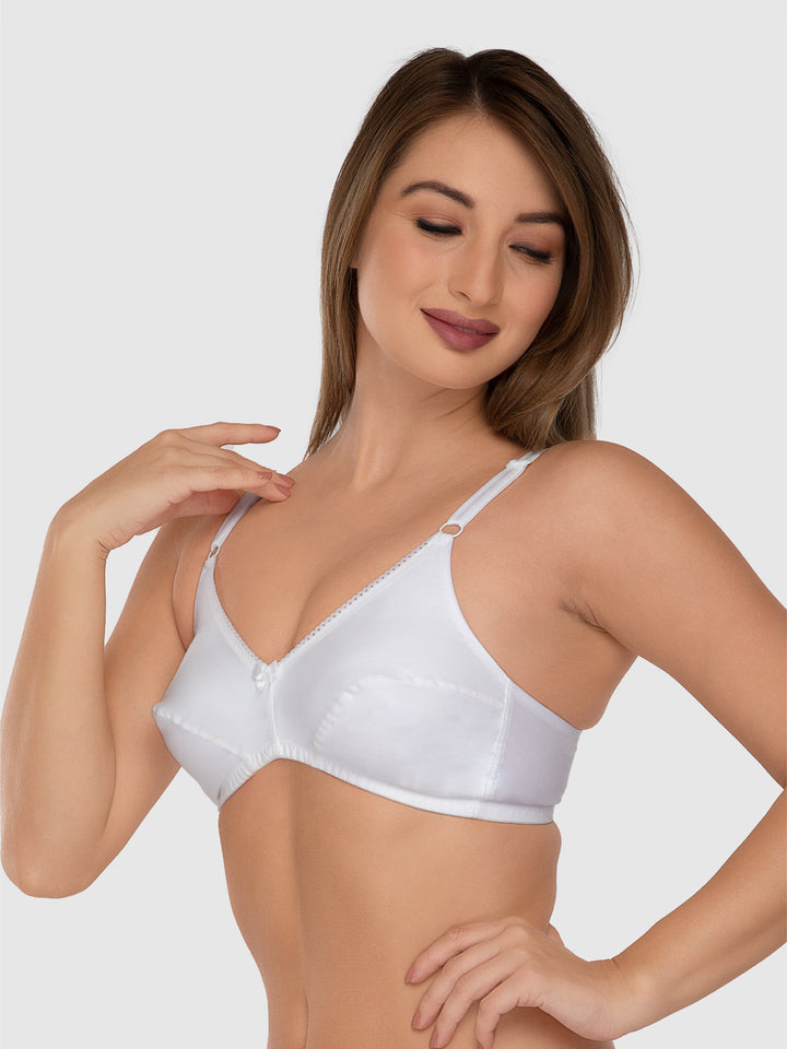 Daisy Dee White and Skin Non Padded Non-Wired Full Coverage Everyday Bra Pack of 2 - NFERY-White/Skin