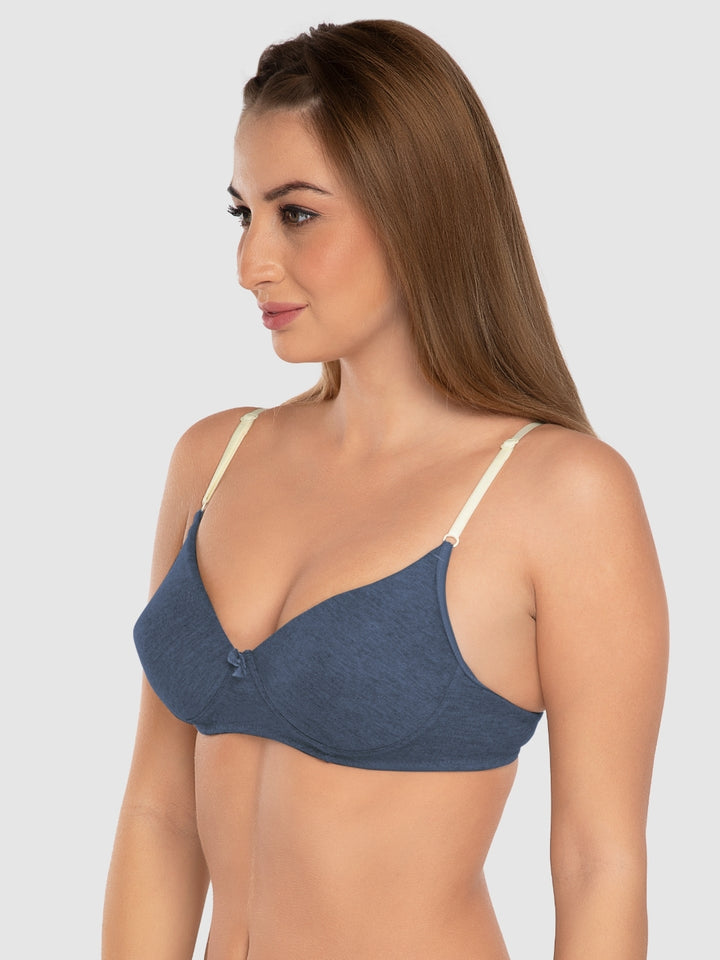 Daisy Dee Denim Blue and Light Grey Padded Non-Wired Full Coverage Bra Pack of 2 - NJZZ-D.BLUE/L.GREY