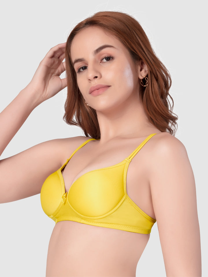 Daisy Dee Skin and Yellow Padded Non-Wired Full Coverage Bra Pack of 2 - NKWI-Skin/Yellow