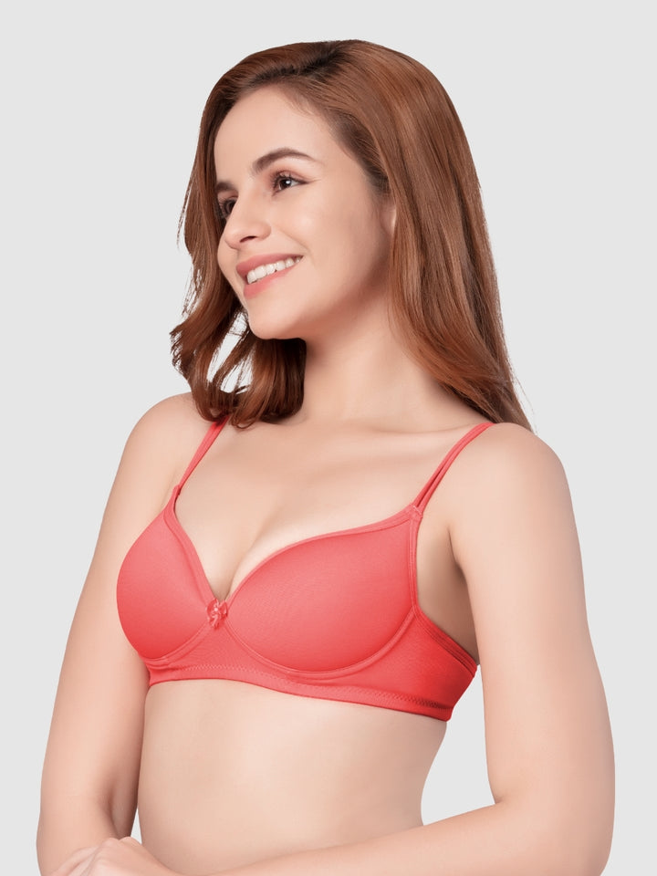 Daisy Dee Black and Carrot Padded Non-Wired Full Coverage Bra Pack of 2 - NKWI-Black/Carrot