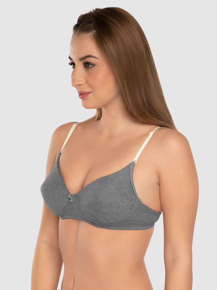 Daisy Dee Dark Grey and Wine Padded Non-Wired Full Coverage Bra Pack of 2 - NJZZ-D.GREY/WINE