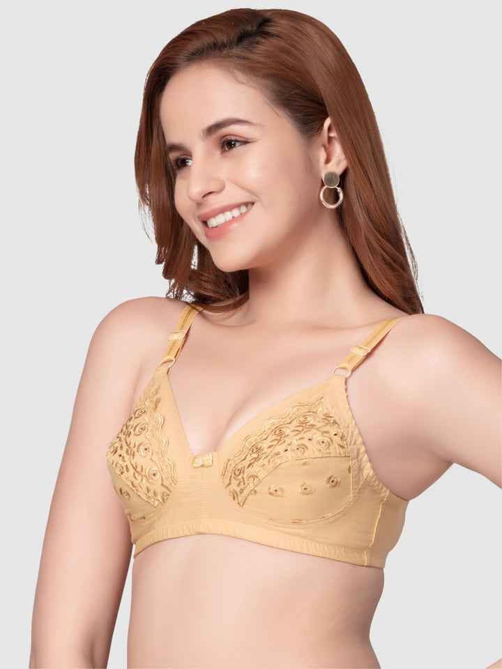 Daisy Dee White and Skin Non Padded Non-Wired Full Coverage Bra Pack of 2 - NCHRESMA-White/Skin