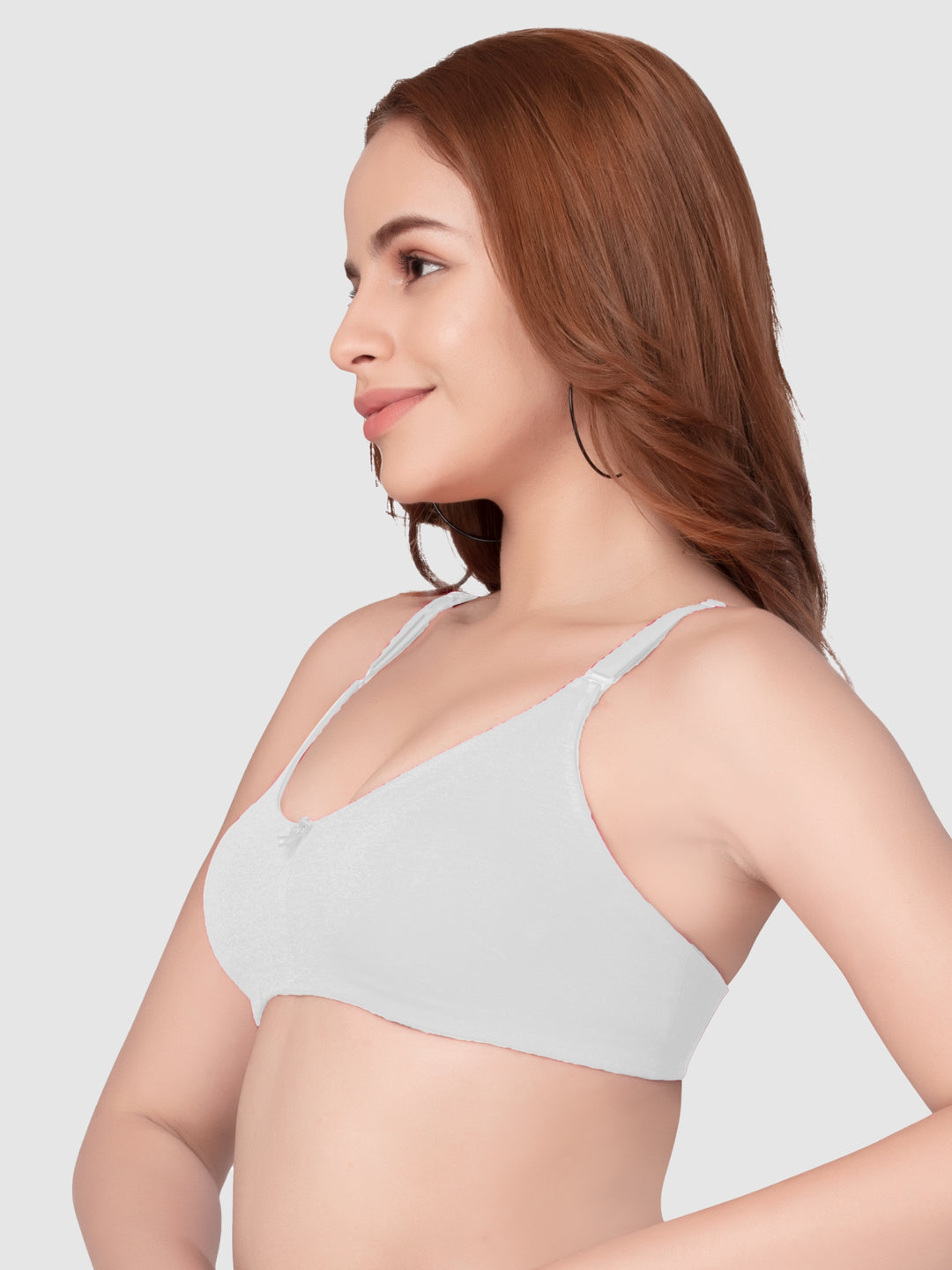 Daisy Dee White and Wine Non Padded Non-Wired Full Coverage T-Shirt Bra Pack of 2 - NANYA-White/Wine