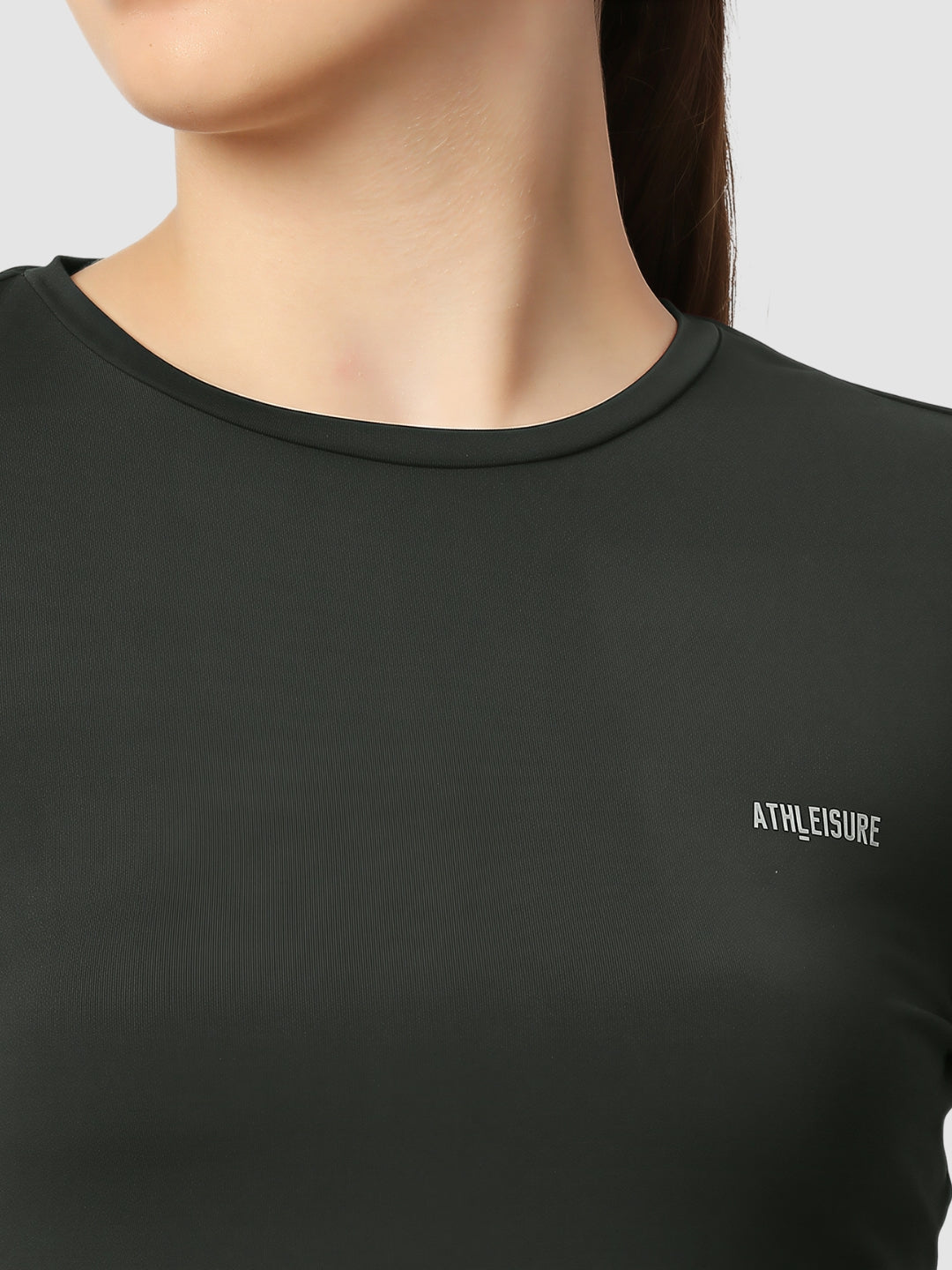 Women Smoke Black Solid Sports T-Shirt - FLY TECH TEE-SM