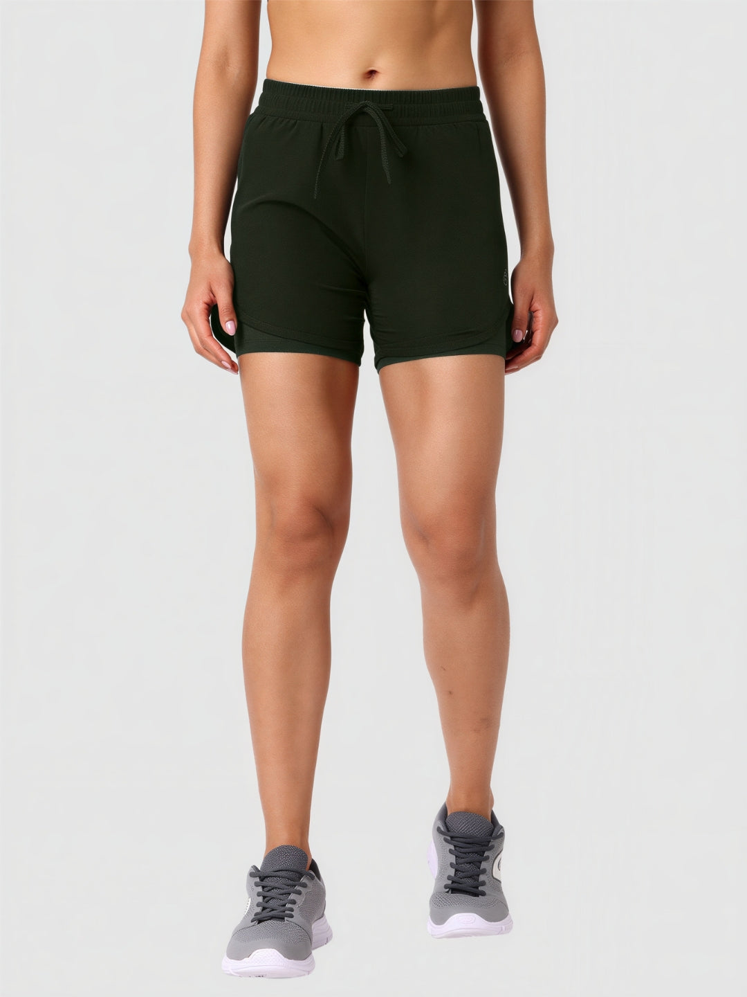 Women Olive Green Solid Slim Fit Shorts - SPLENDOR SHORTS-OL