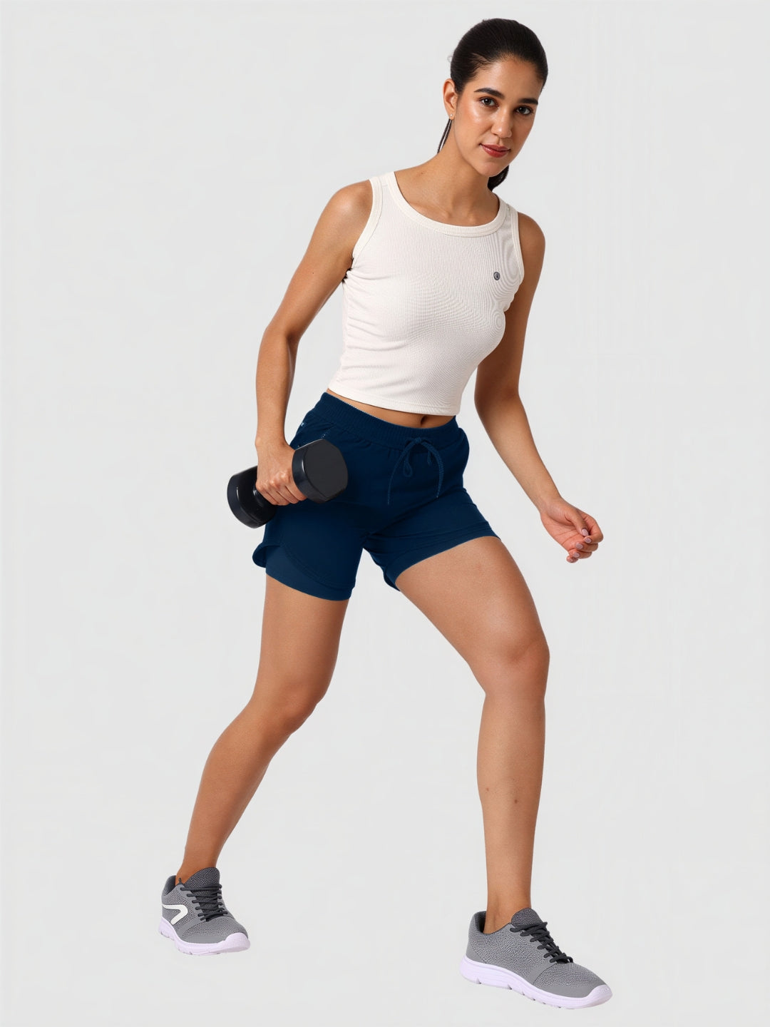 Women Blue Solid Slim Fit Shorts - SPLENDOR SHORTS-AB