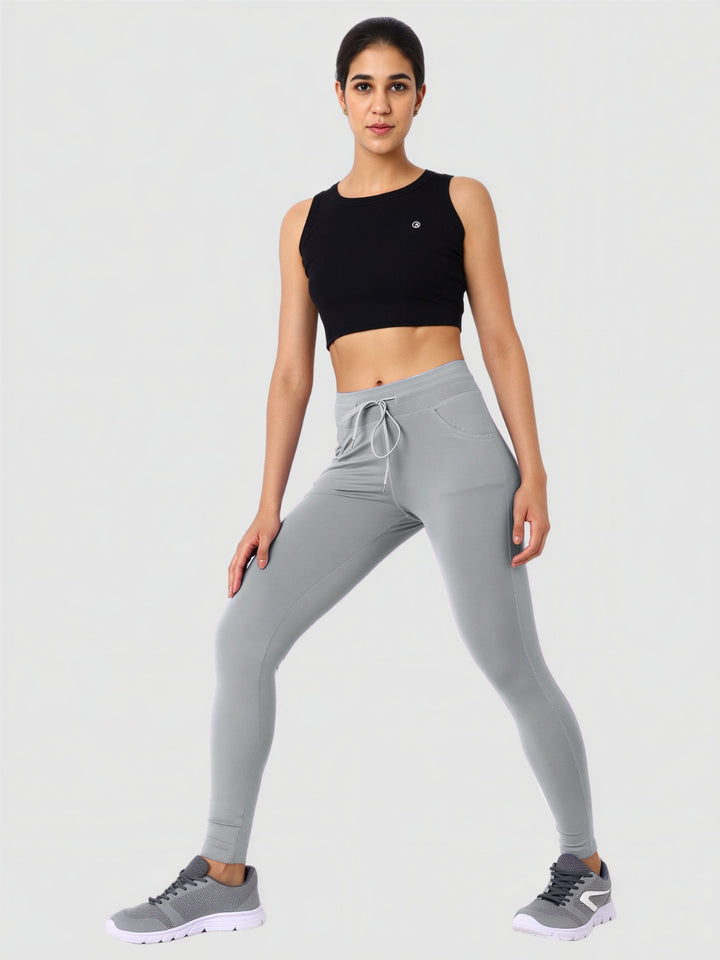 Women Cool Grey Solid Skinny Fit Tights - Accolade-CG