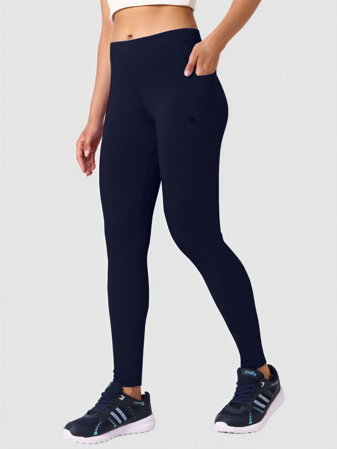 Women Blue Solid Skinny Fit Tights - DRYSPRINTER-NY