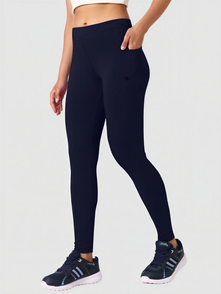Women Blue Solid Skinny Fit Tights - DRYSPRINTER-NY