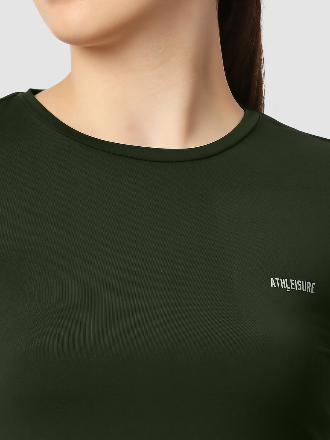 Women Olive Solid Sports T-Shirt - FLY TECH TEE-OL