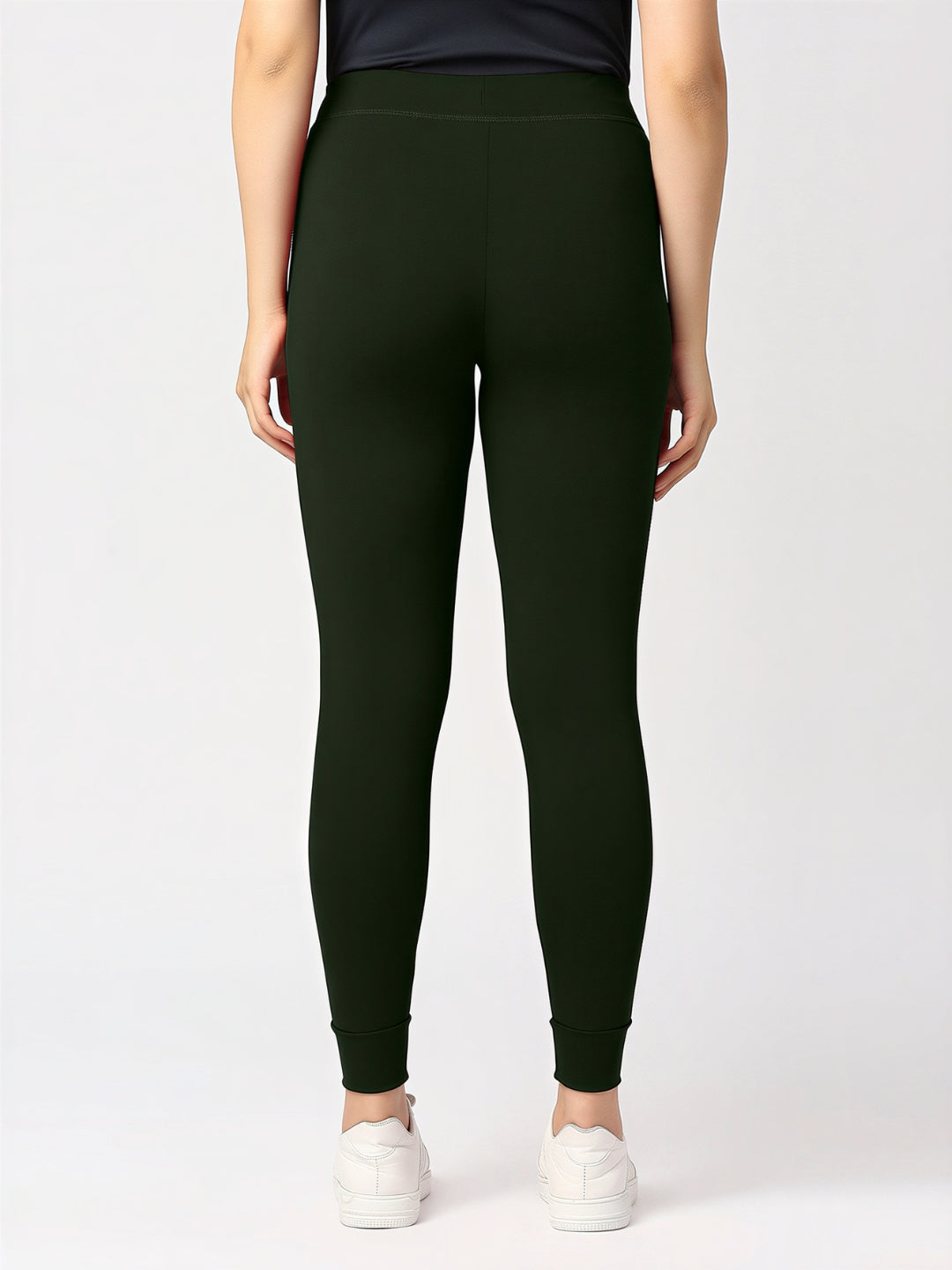 Women Olive Solid Skinny Fit Tights - ZIP TRACK DRYKNIT-OL