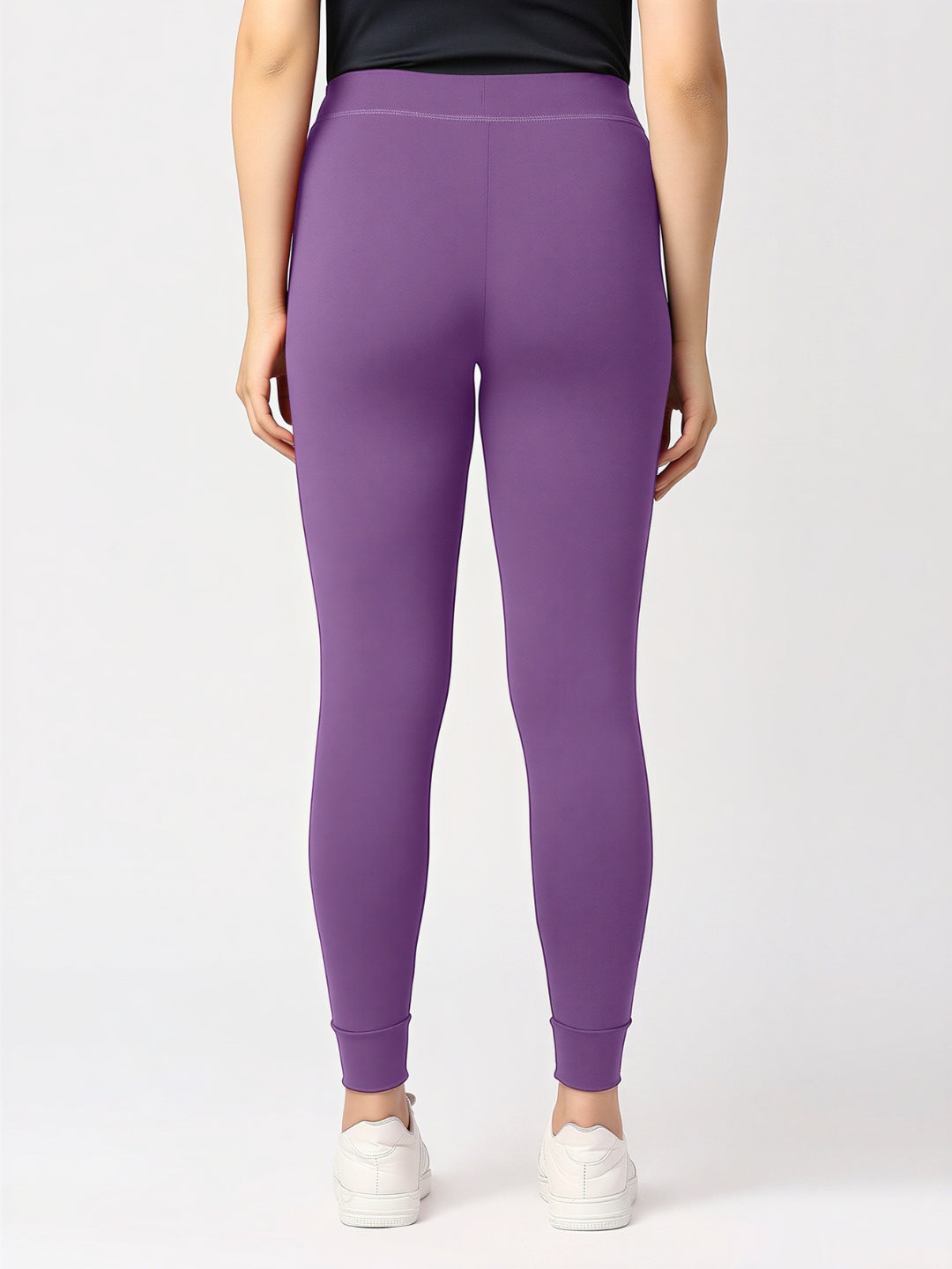 Women Purple Ash Solid Skinny Fit Tights - ZIP TRACK DRYKNIT-PA