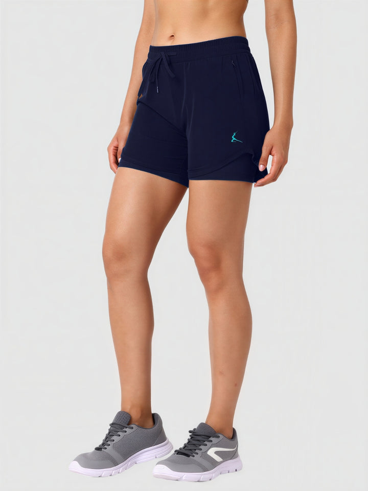 Women Blue Solid Slim Fit Shorts - SPLENDOR SHORTS-NB